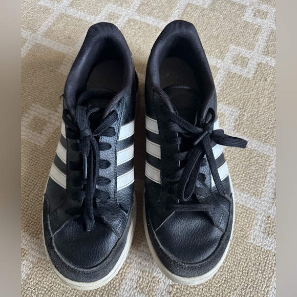 Adidas Classic 3-Stripe Low Top Leather Sneakers Retro Streetwear Black 10.5 - Picture 10 of 13